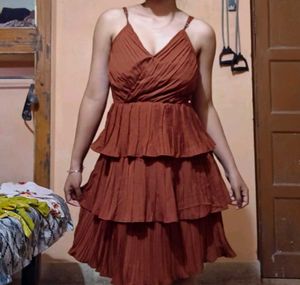 Chic Rusty Orange Tiered Dress