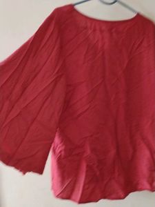Boho Pink V-Neck Button-Up Tunic