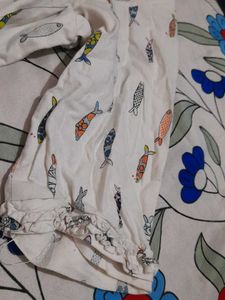 Cute Fish Print White kurti