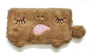 Fuzzy Brown Sleeping Face Pouch