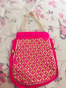 Beautiful Gota Patti Work Potli Bag
