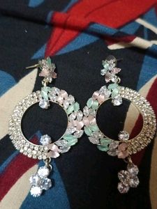 Elegant Floral Hoop Drop Earrings