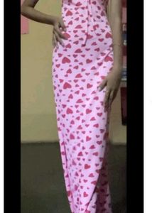 Chic Pink Heart Print Maxi Dress