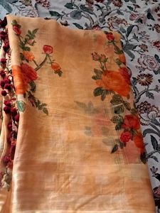 Satin Patta Saree with Pom-Pom Lace💃💃