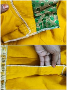 Green &amp; Yellow Pattu-Pavadai Set 5-6years