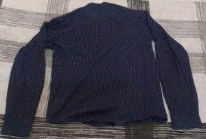 Benetton Navy Printed Mandarin Collar Shirt