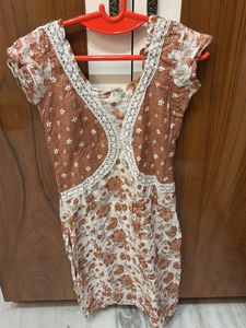 Brown Floral Print Kurta