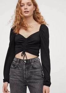 H&M Black RUCHED Top