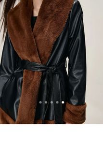 SAVANA BELTED FAUX LEATHER COAT - never worn