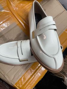 Cream Patent Leather Loafers