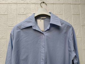 Korean Pintrest Classic Blue Button-Down Shirt