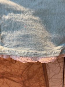Cute Mint Green Lace Trim Denim Shorts
