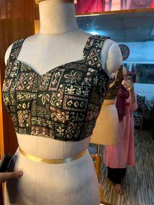 Handmade Cotton Designer Blouse | Dark Green |