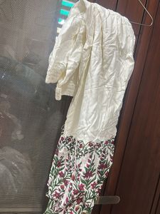 White Floral Print Kurta with Dupatta
