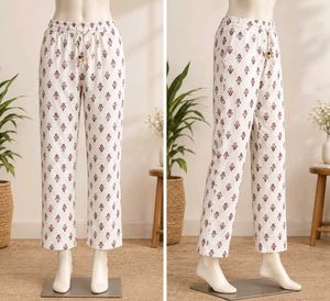 White Printed cotton Pants