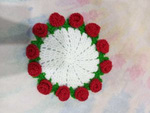 Handmade Crochet Rose Bouquet Coaster