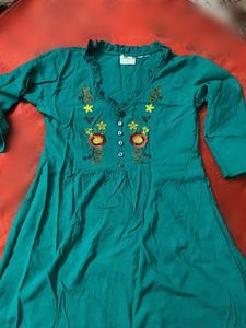 Teal Embroidered Kurta