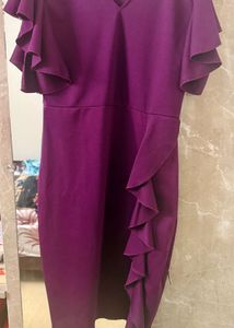 Elegant Purple Ruffle Dress