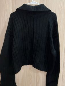 Black Knit Button-Down Cardigan