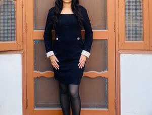 Sale price !!Chic Black formal Dress with Contrast