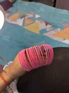 Pink Velvet Traditional Bangles Set 💗