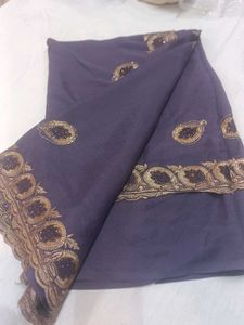Elegant Embroidered Grey Saree