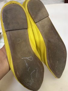 Yellow Knit Pointed Flats
