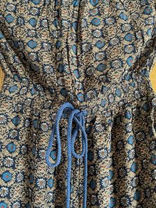 Blue Patterned Strapless Jumpsuit
