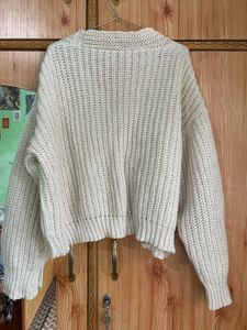 Cream Cable Knit V-Neck Cardigan