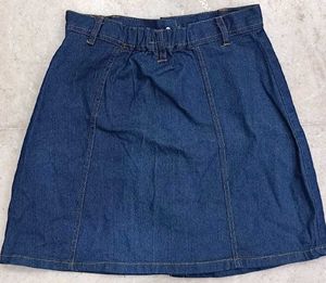 Denim Button-Front Mini Skirt