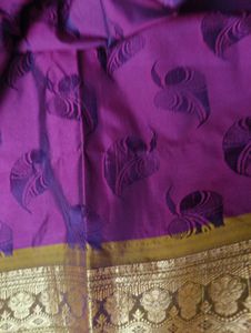 Double shade Vibrant Purple Saree with Gold Border
