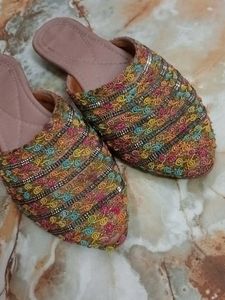 Embroidered Mule Flats