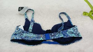 Blue Paisley Print Bikini Top