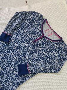 Cozy Blue Deer Print Nightgown