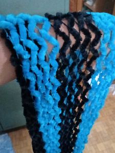 New Cozy Blue &amp; Black Knit Hat and Scarf Set