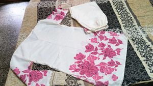 Charming Pink Floral Cotton Tunic/Kurta Set