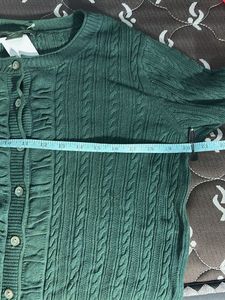 Green Cable Knit Cardigan