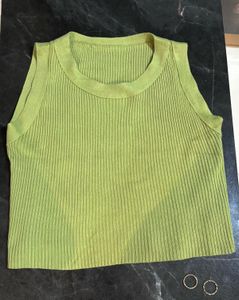 Lime Green Ribbed Knit Tank Top