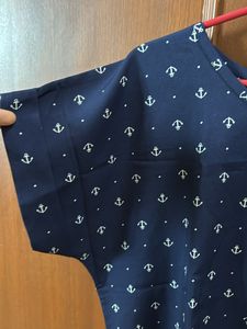 Navy Anchor Print Top