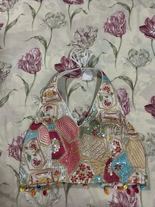 Embellished navaratri Halter Neck Blouse