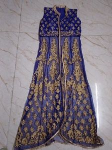 Blue &amp; Gold Embroidered Dress