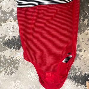 Stylish Red top n bottom set with Striped Accents