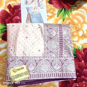 Elegant Tanu Silk Saree - Peach & Purple