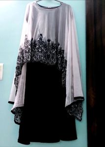 Classy Frock With Velvet Embroidered Dupatta
