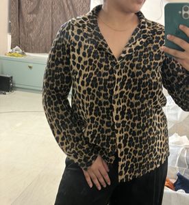 Shein Leopard Print Button-Up Shirt