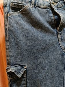 Blue Denim Cargo Jeans