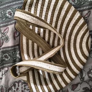Striped Straw Tote Bag