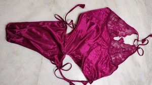 Premium 6-Piece Wine Satin Nightwear Set - Super S