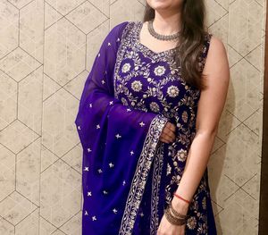 Deep Purple Festive Embroidered Sharara Set