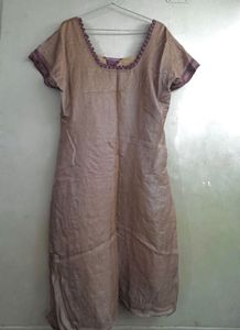 Elegant Beige Kurta Set with Purple Patiala